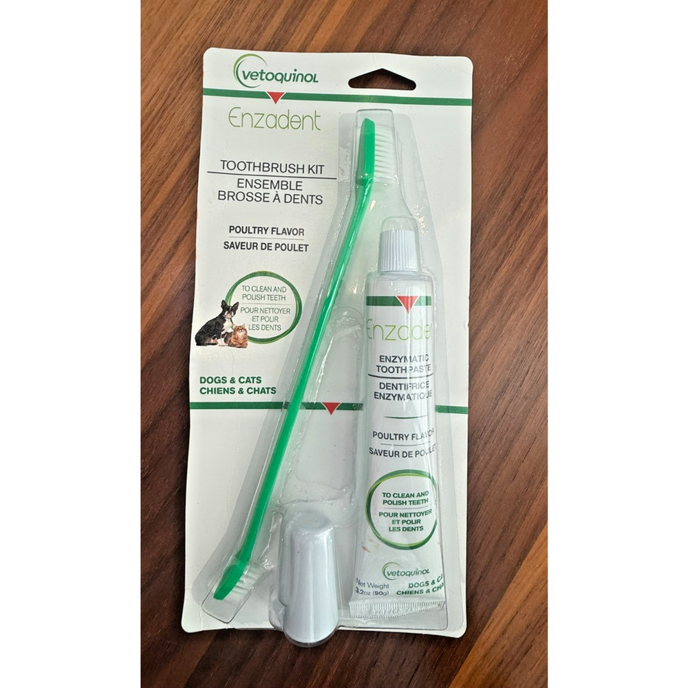 Vetoquinol Enzadent Toothbrush Kit (Poultry Flavor) for Dogs and Cats BRAND NEW